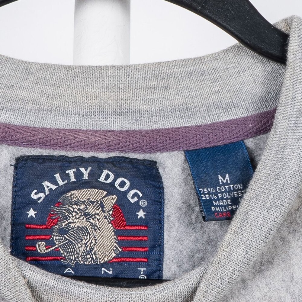 Salty Dog Gant VTG Sweatshirt M 90s Gray Striped Southwestern Felted Dadcore - Picture 4 of 5